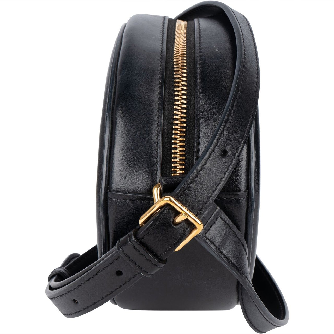 Celine Celine Leather Cuir Triomphe Oval Purse Crossbody Bag Zwart