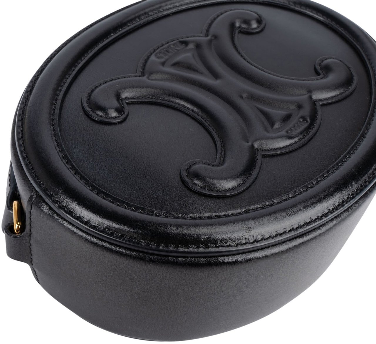 Celine Celine Leather Cuir Triomphe Oval Purse Crossbody Bag Zwart