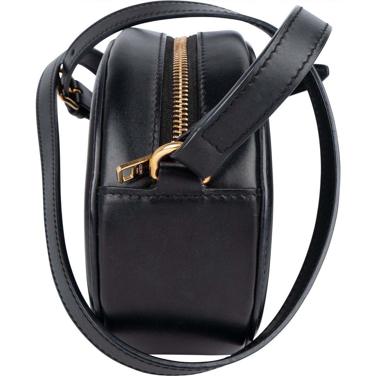 Celine Celine Leather Cuir Triomphe Oval Purse Crossbody Bag Zwart