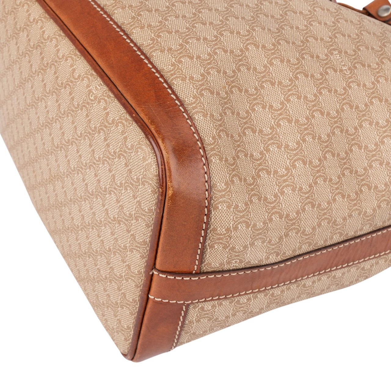 Celine Céline Monogram Macadam Drawstring Bucket Crossbody Bag Bruin