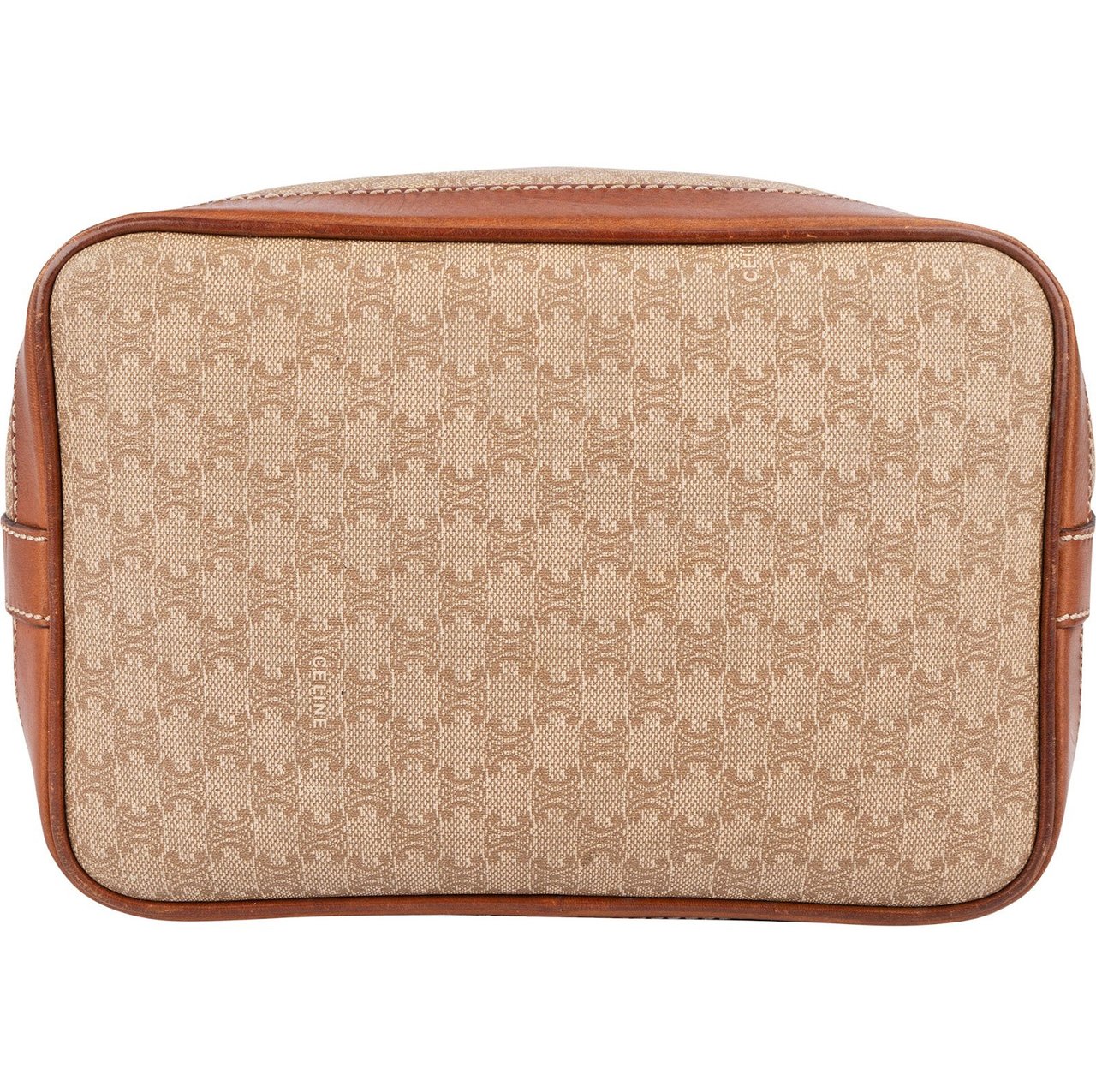 Celine Céline Monogram Macadam Drawstring Bucket Crossbody Bag Bruin