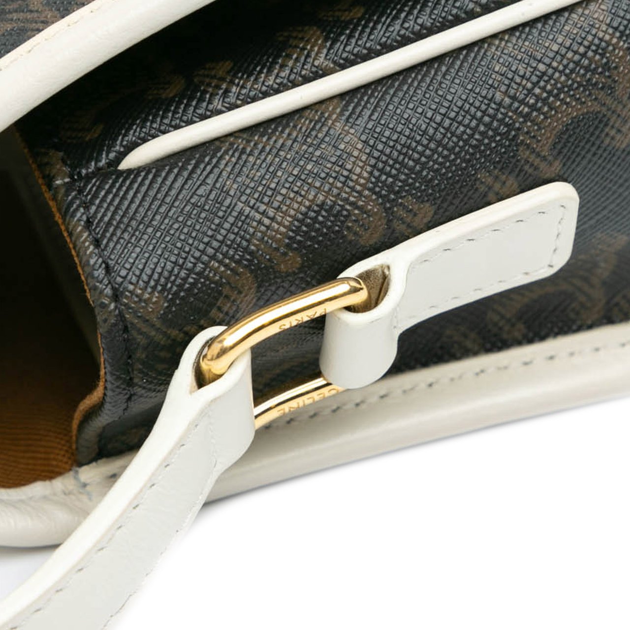 Celine Medium Triomphe Coated Canvas Folco Crossbody Bruin