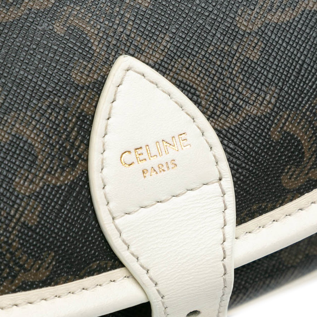 Celine Medium Triomphe Coated Canvas Folco Crossbody Bruin
