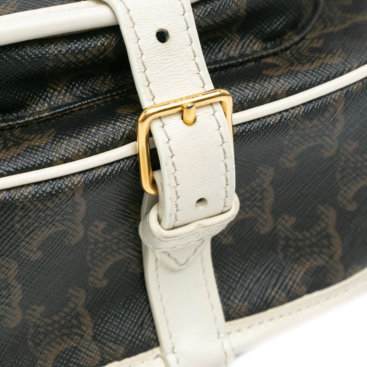 Celine Medium Triomphe Coated Canvas Folco Crossbody Bruin