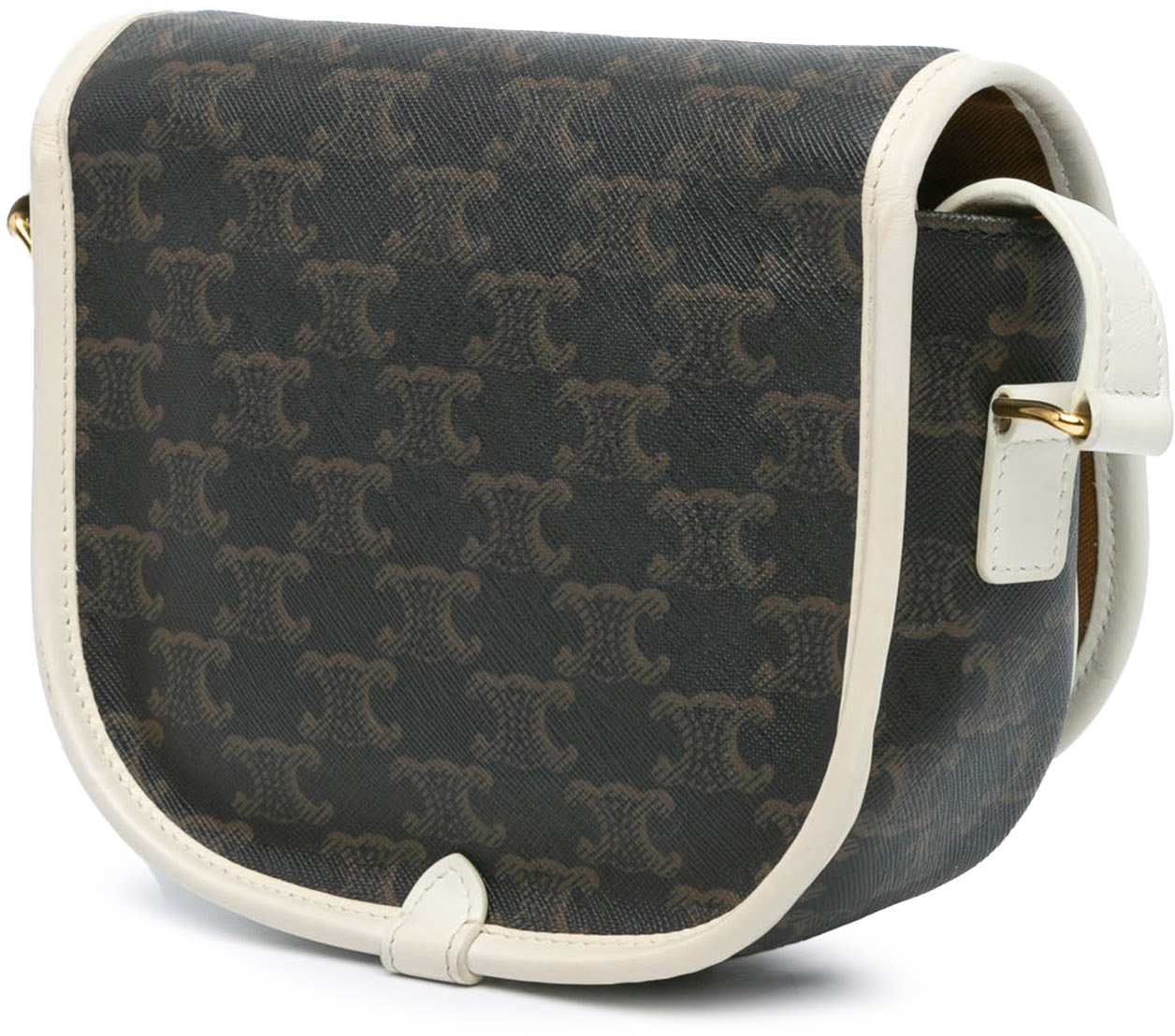 Celine Medium Triomphe Coated Canvas Folco Crossbody Bruin