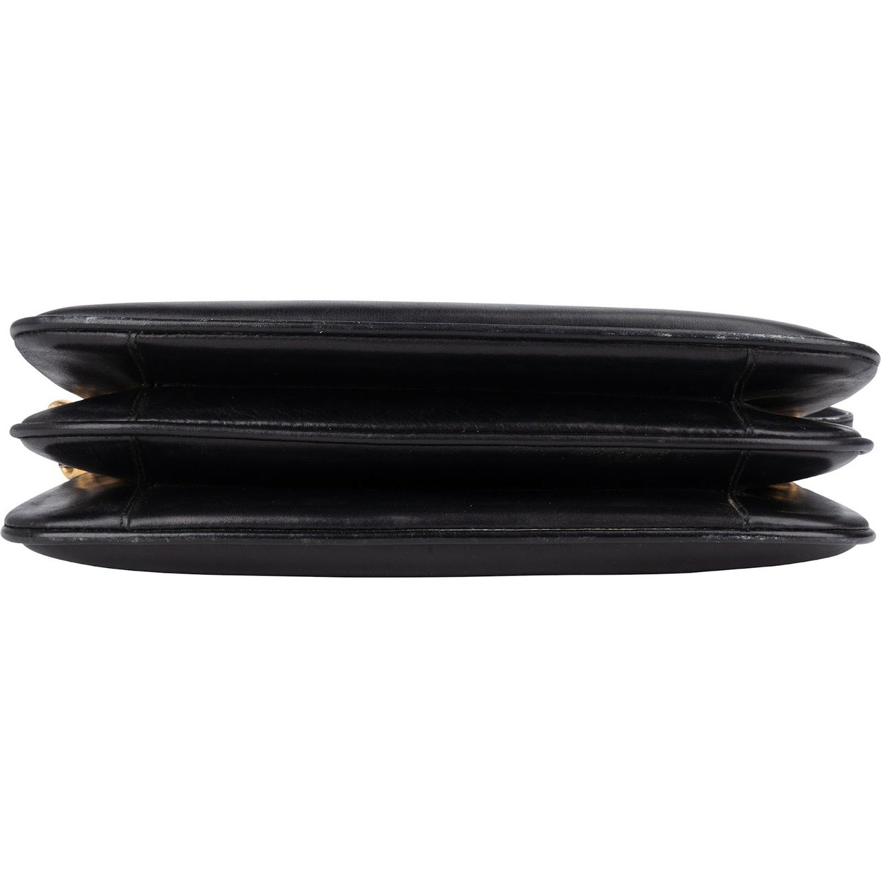 Celine Celine Black Leather Triomphe Shoulder Bag Zwart