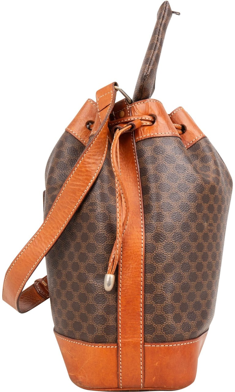 Celine Celine Macadam Canvas Drawstring Bucket Shoulder Bag Bruin