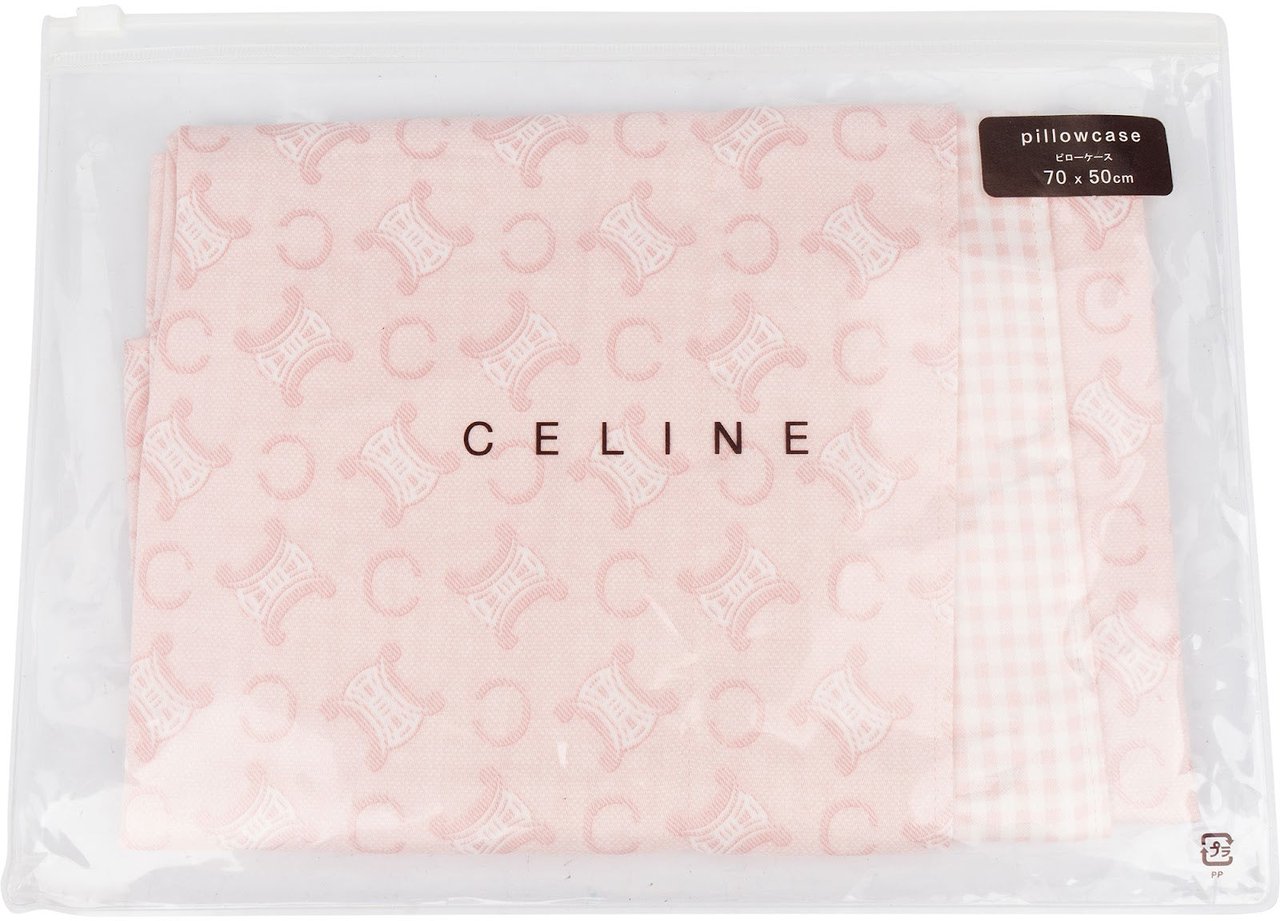 Celine Celine Pink Triomphe Monogram Pillow Case Rood
