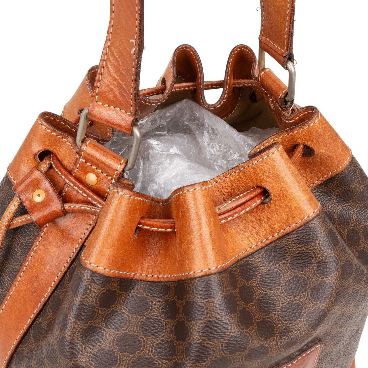 Celine Celine Macadam Monogram Bucket Shoulder Bag Bruin