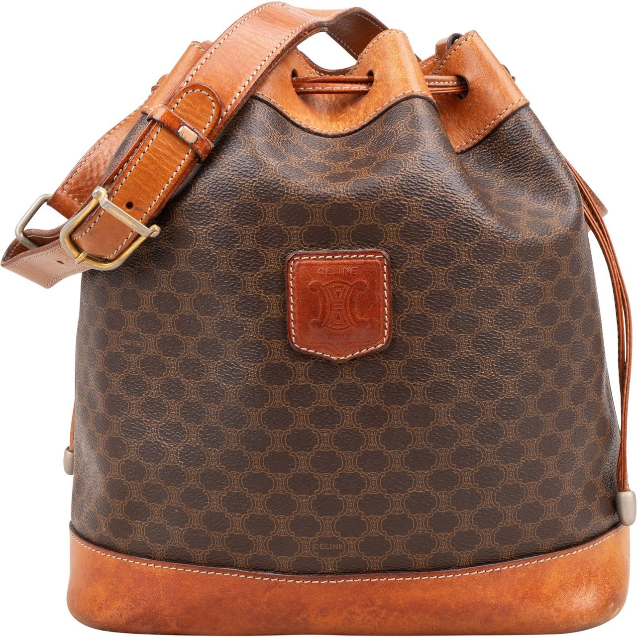 Celine Celine Macadam Monogram Bucket Shoulder Bag Bruin