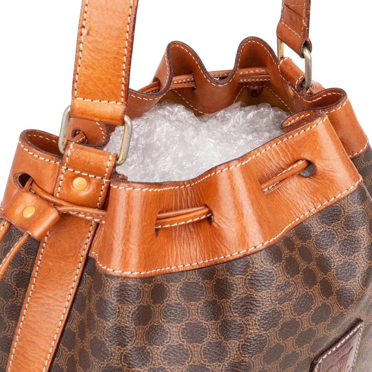 Celine Celine Macadam Monogram Bucket Shoulder Bag Bruin