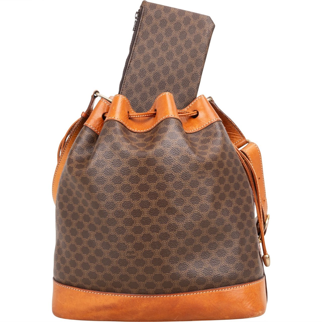 Celine Celine Macadam Monogram Bucket Shoulder Bag Bruin