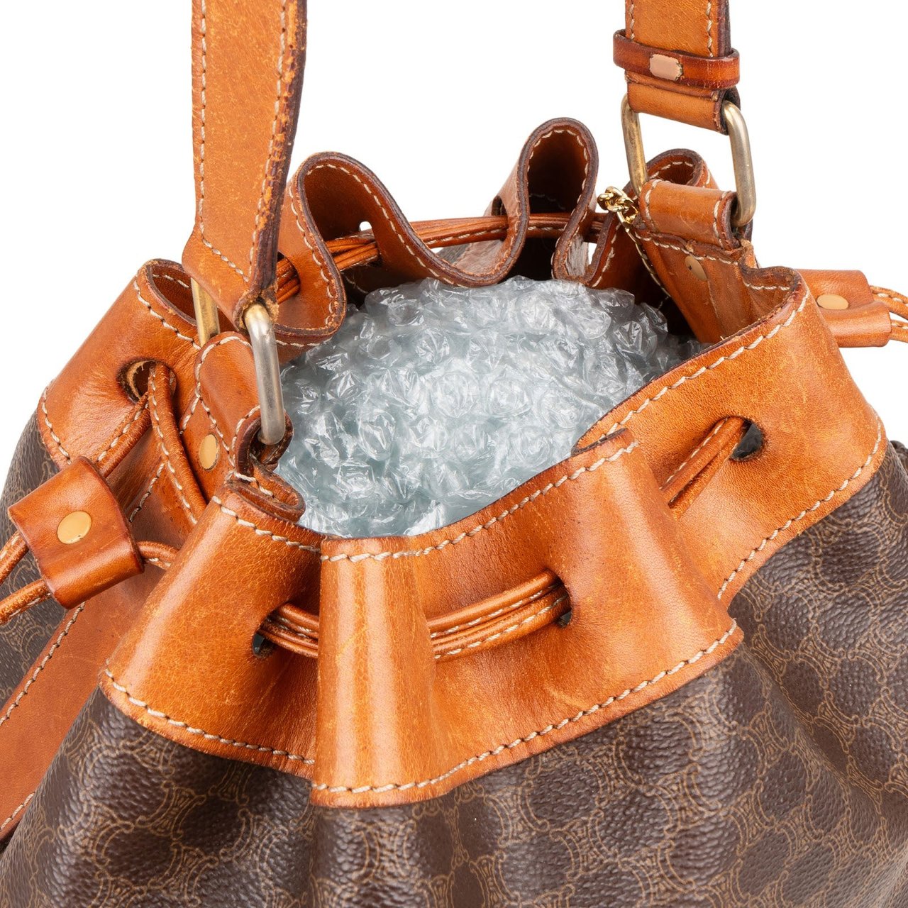 Celine Celine Macadam Monogram Bucket Shoulder Bag Bruin