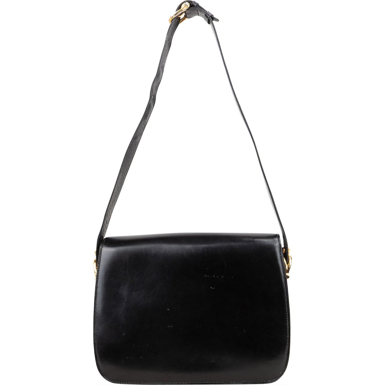 Celine Céline Box Calf Triomphe Shoulder Bag Zwart
