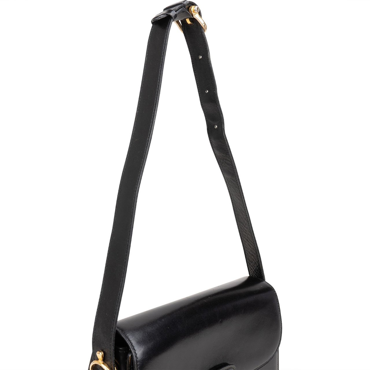 Celine Céline Box Calf Triomphe Shoulder Bag Zwart