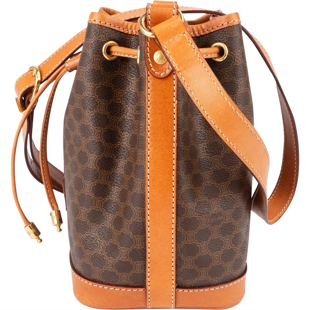 Celine Celine Macadam Monogram Drawstring Mini Bucket Crossbody Bag Bruin