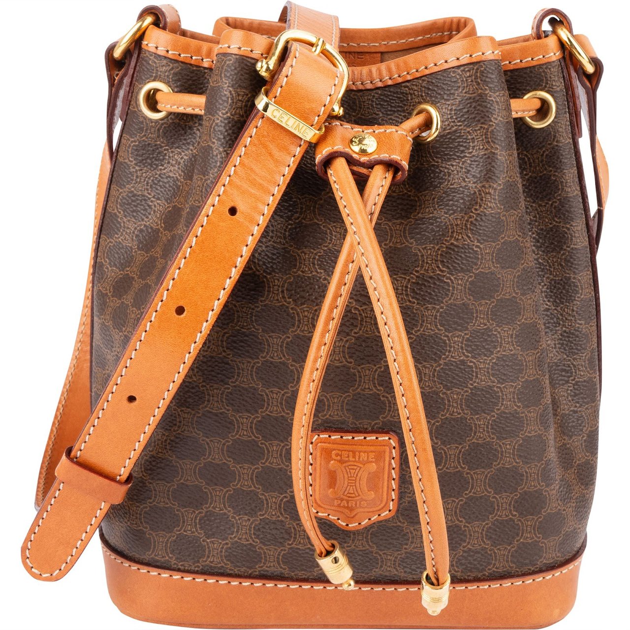 Celine Celine Macadam Monogram Drawstring Mini Bucket Crossbody Bag Bruin