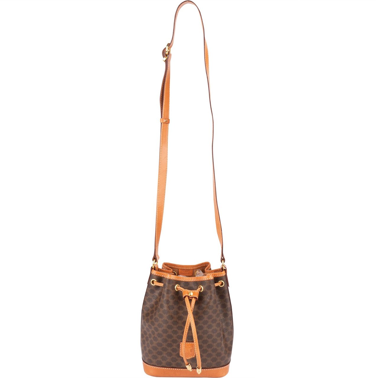 Celine Celine Macadam Monogram Drawstring Mini Bucket Crossbody Bag Bruin