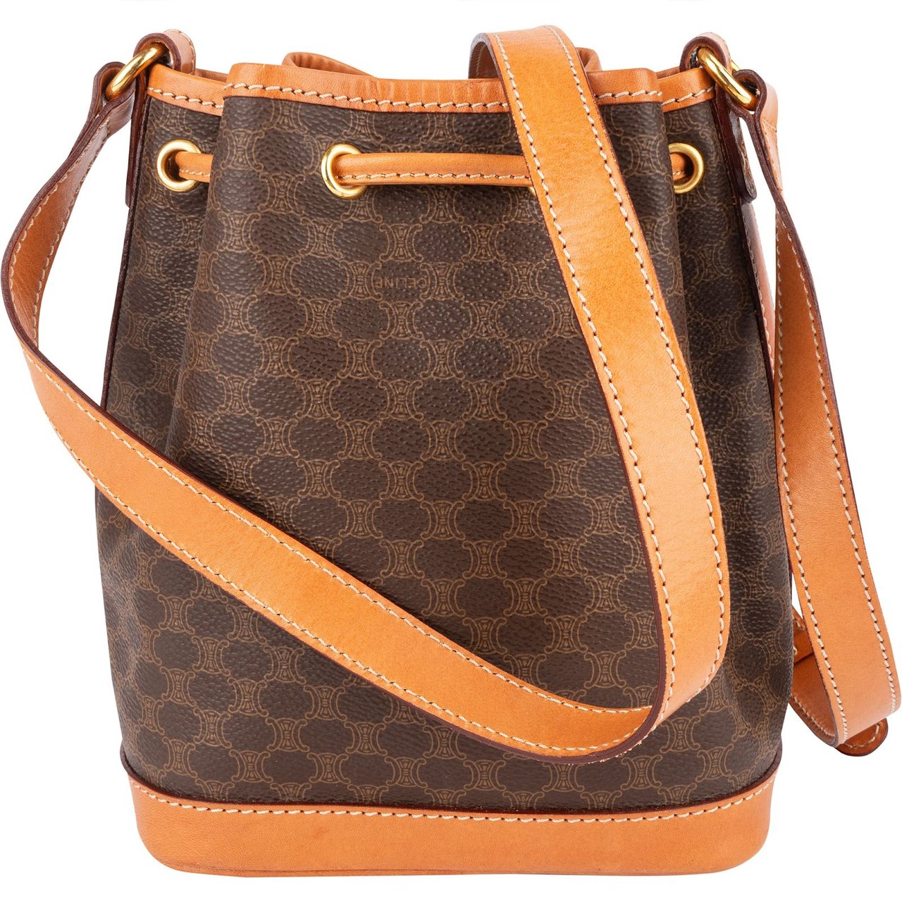 Celine Celine Macadam Monogram Drawstring Mini Bucket Crossbody Bag Bruin