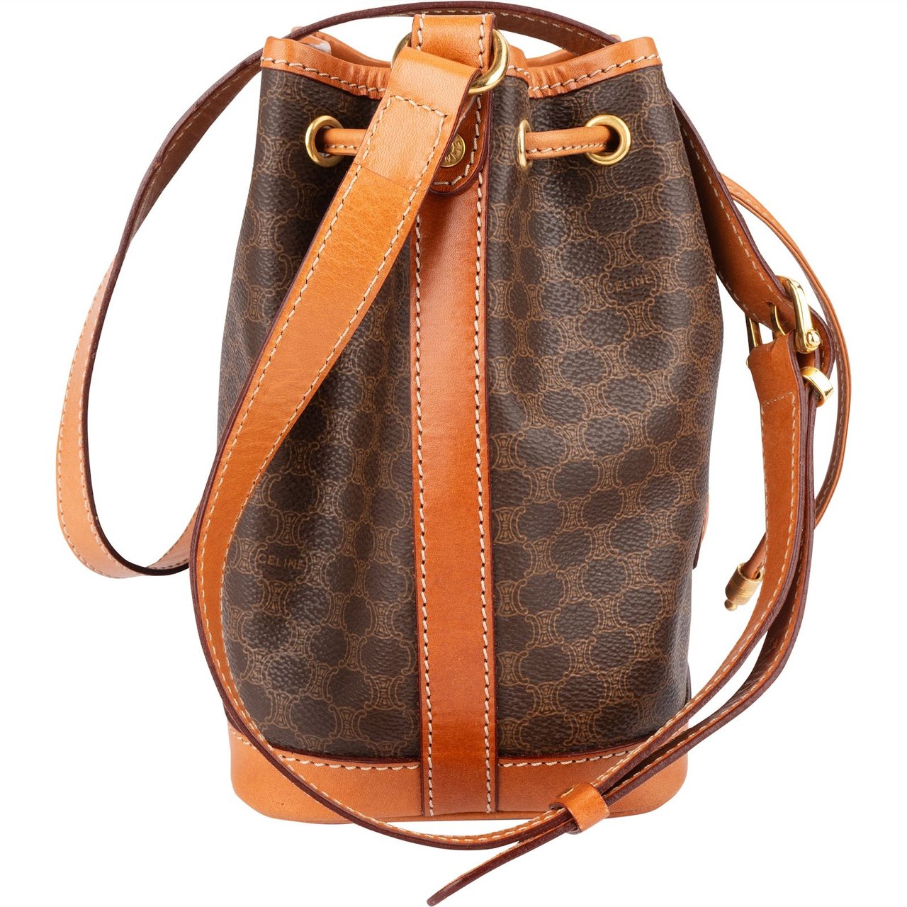 Celine Celine Macadam Monogram Drawstring Mini Bucket Crossbody Bag Bruin