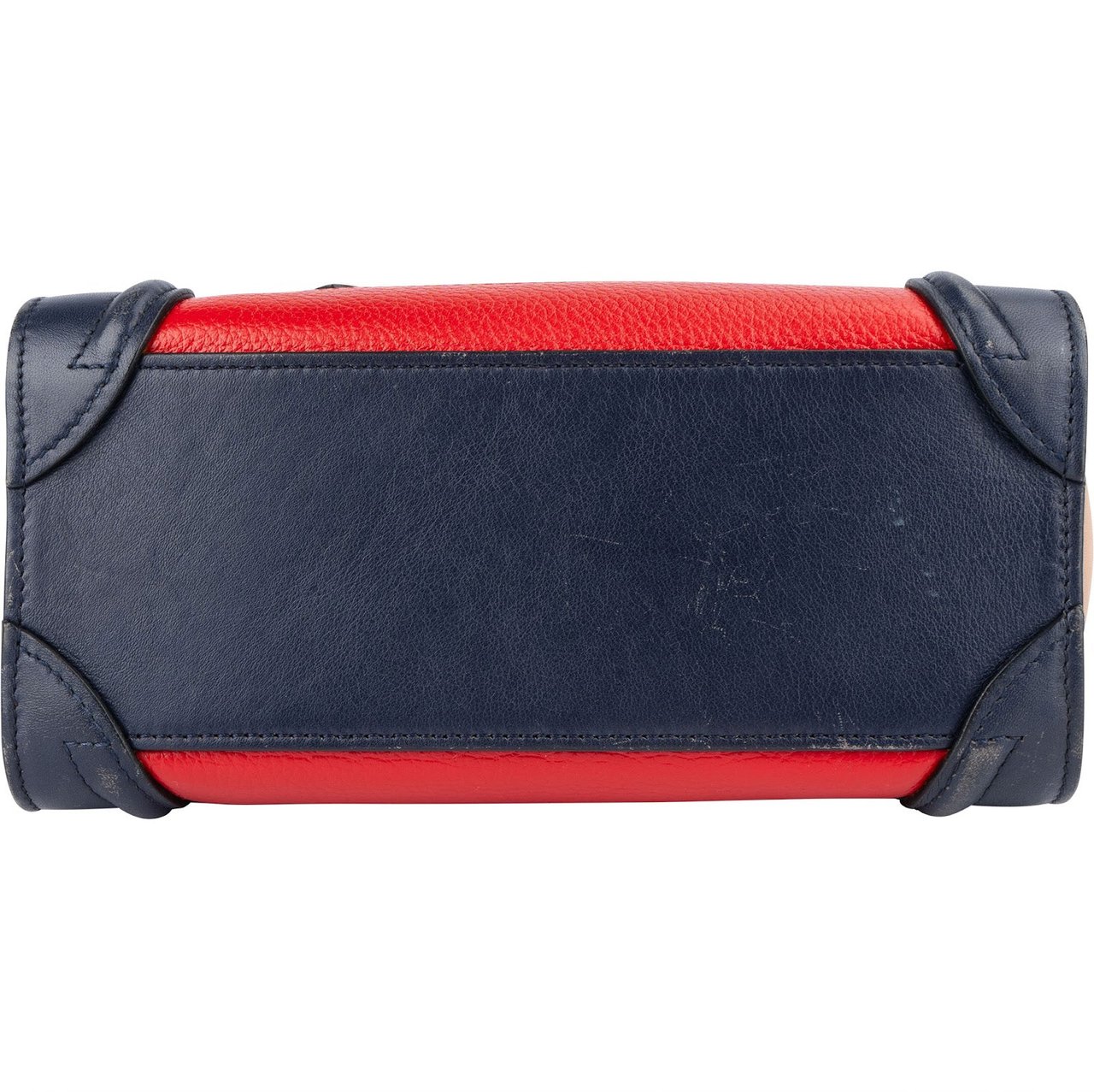 Celine Céline Tricolor Grained and Calfskin Leather Luggage Handbag Rood