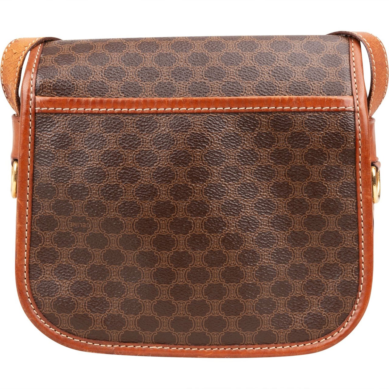 Celine Celine Macadam Canvas Flap Crossbody Bag Bruin