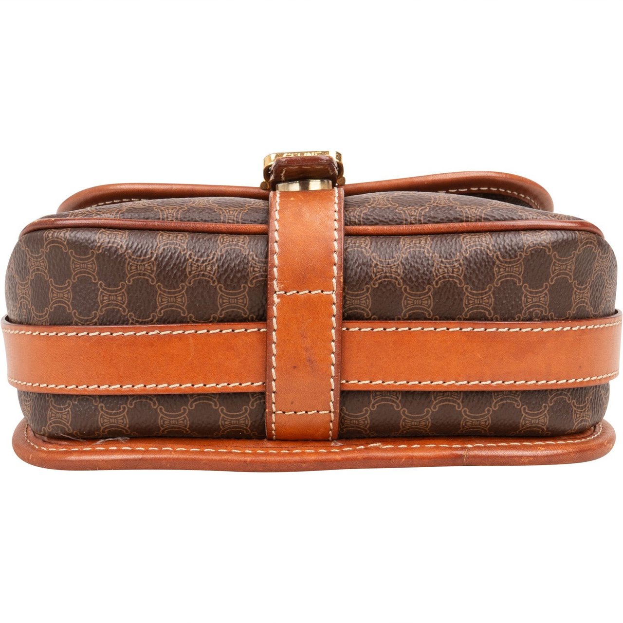 Celine Celine Macadam Canvas Flap Crossbody Bag Bruin