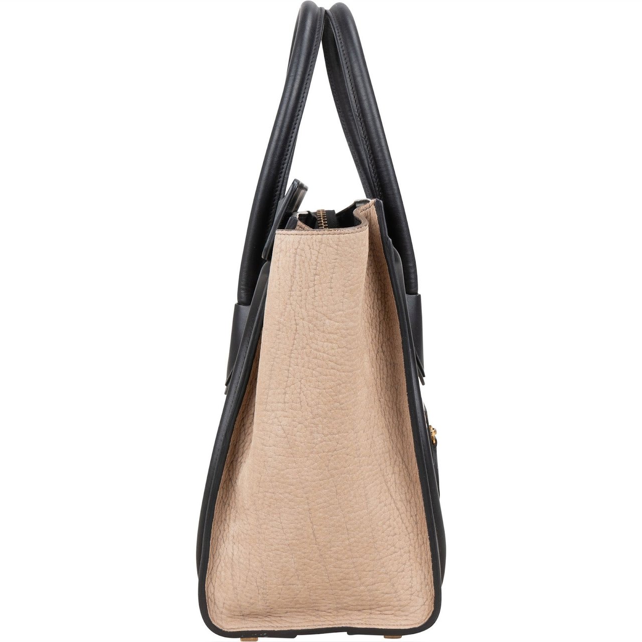 Celine Céline Grained Tricolor Leather Luggage Handbag Zwart