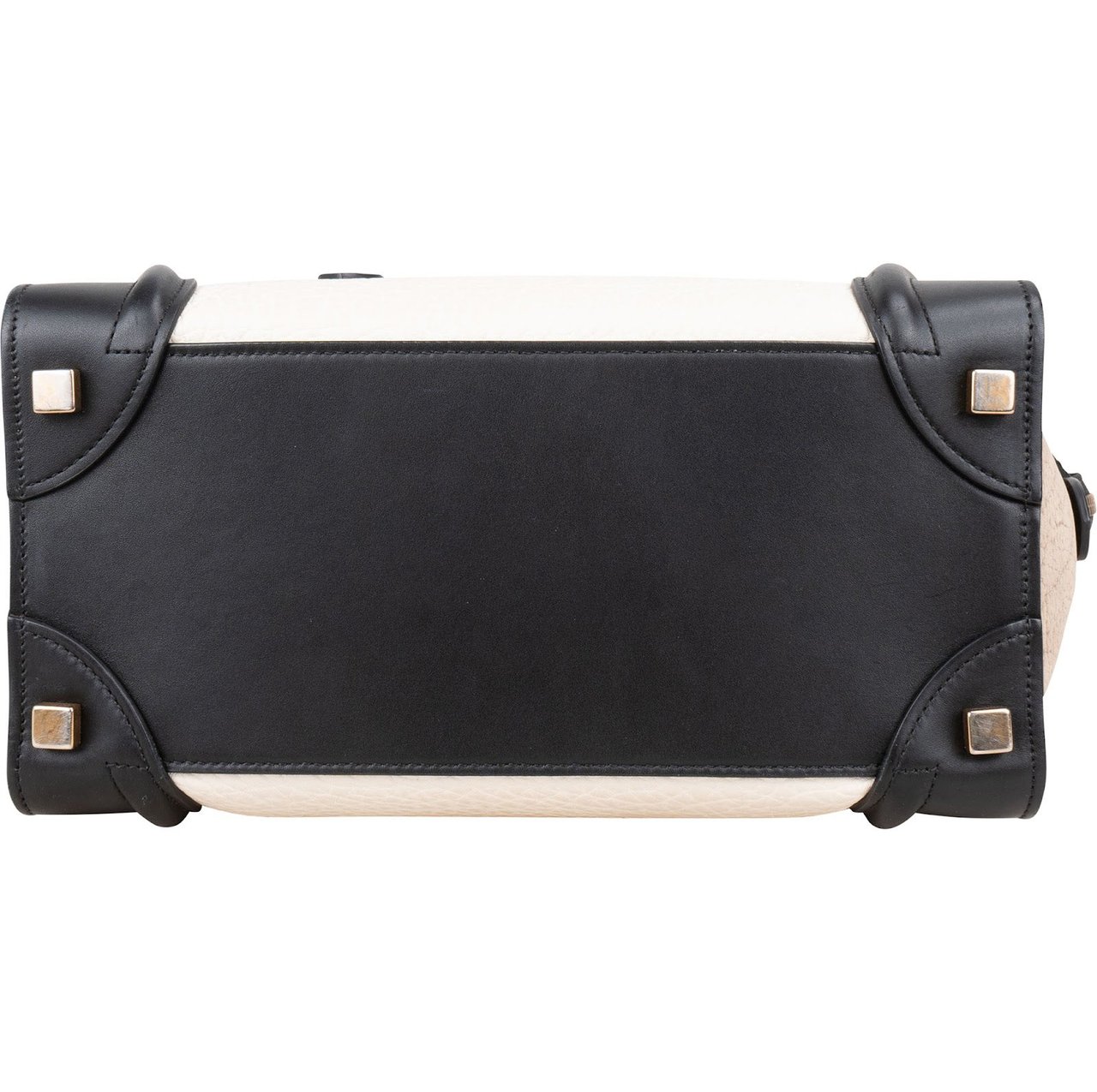 Celine Céline Grained Tricolor Leather Luggage Handbag Zwart