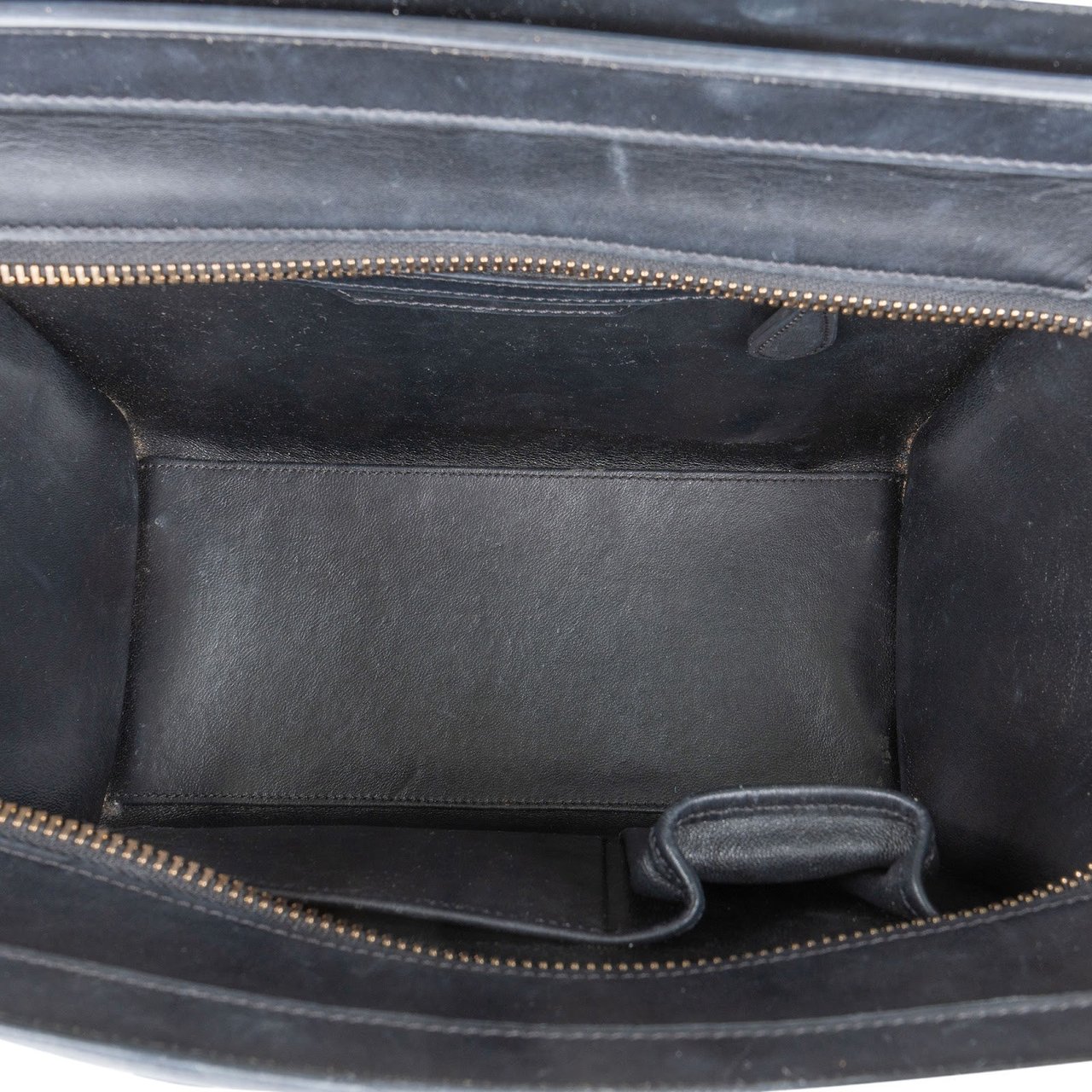 Celine Céline Grained Tricolor Leather Luggage Handbag Zwart