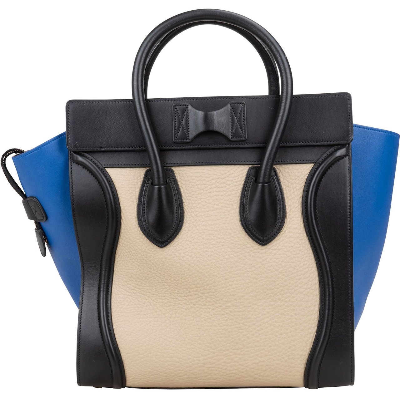 Celine Céline Tricolor Leather Luggage Handbag Zwart