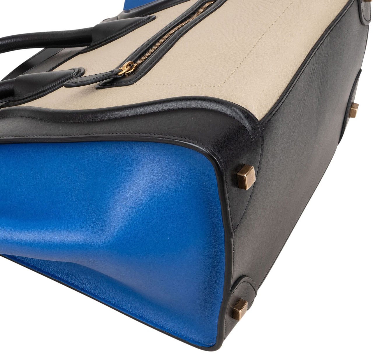 Celine Céline Tricolor Leather Luggage Handbag Zwart