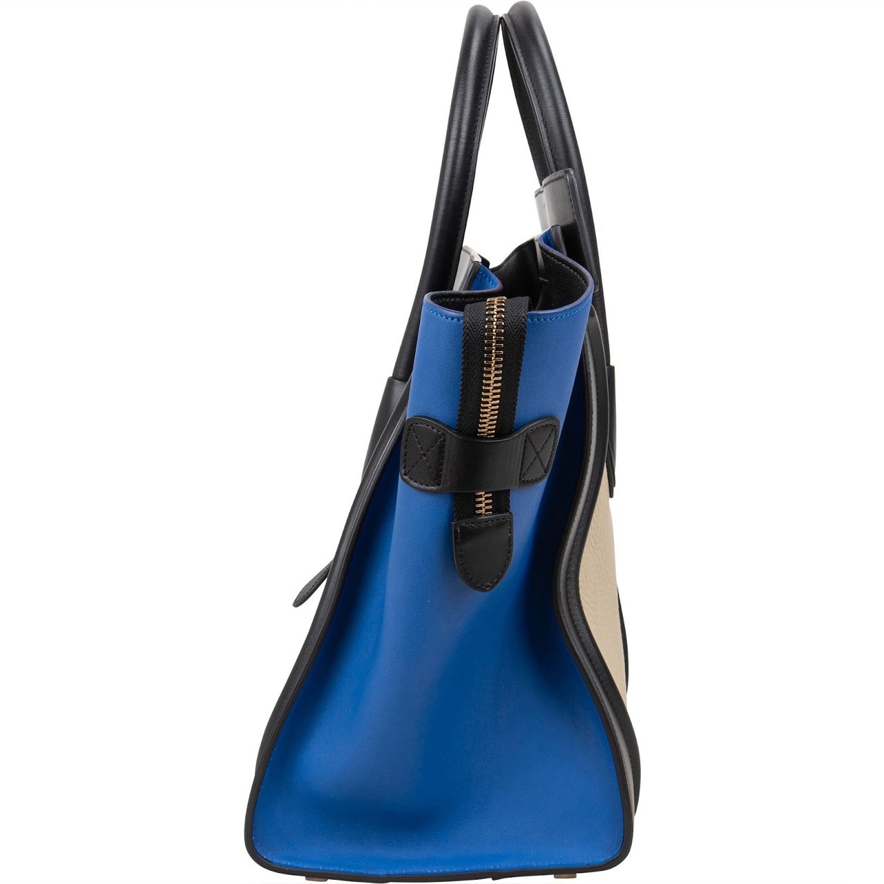 Celine Céline Tricolor Leather Luggage Handbag Zwart