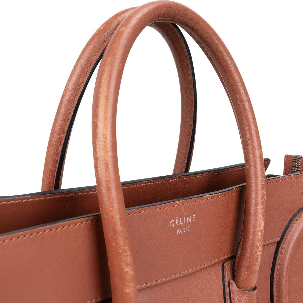 Celine Céline Brown Leather Luggage Handbag Bruin