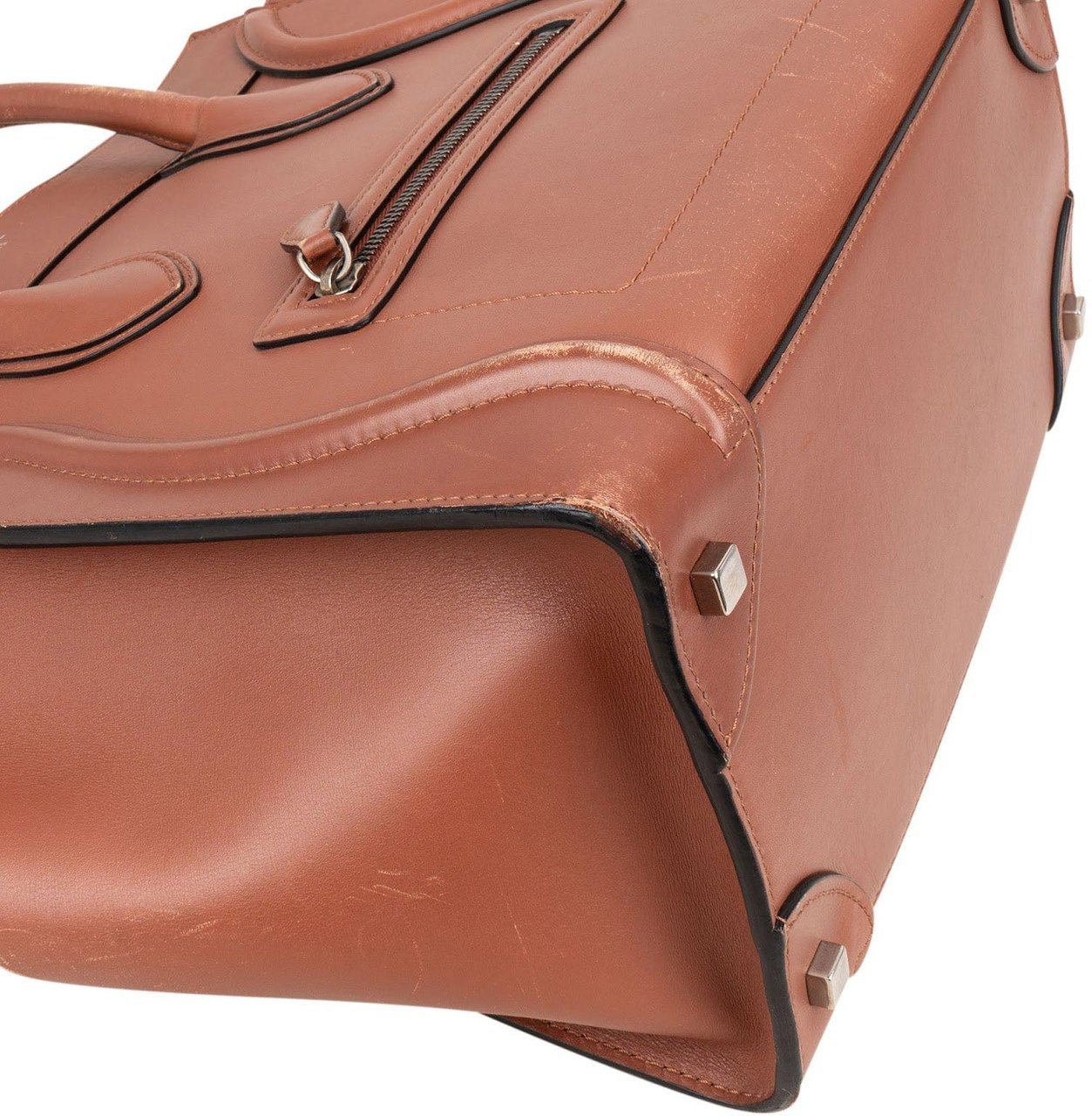 Celine Céline Brown Leather Luggage Handbag Bruin