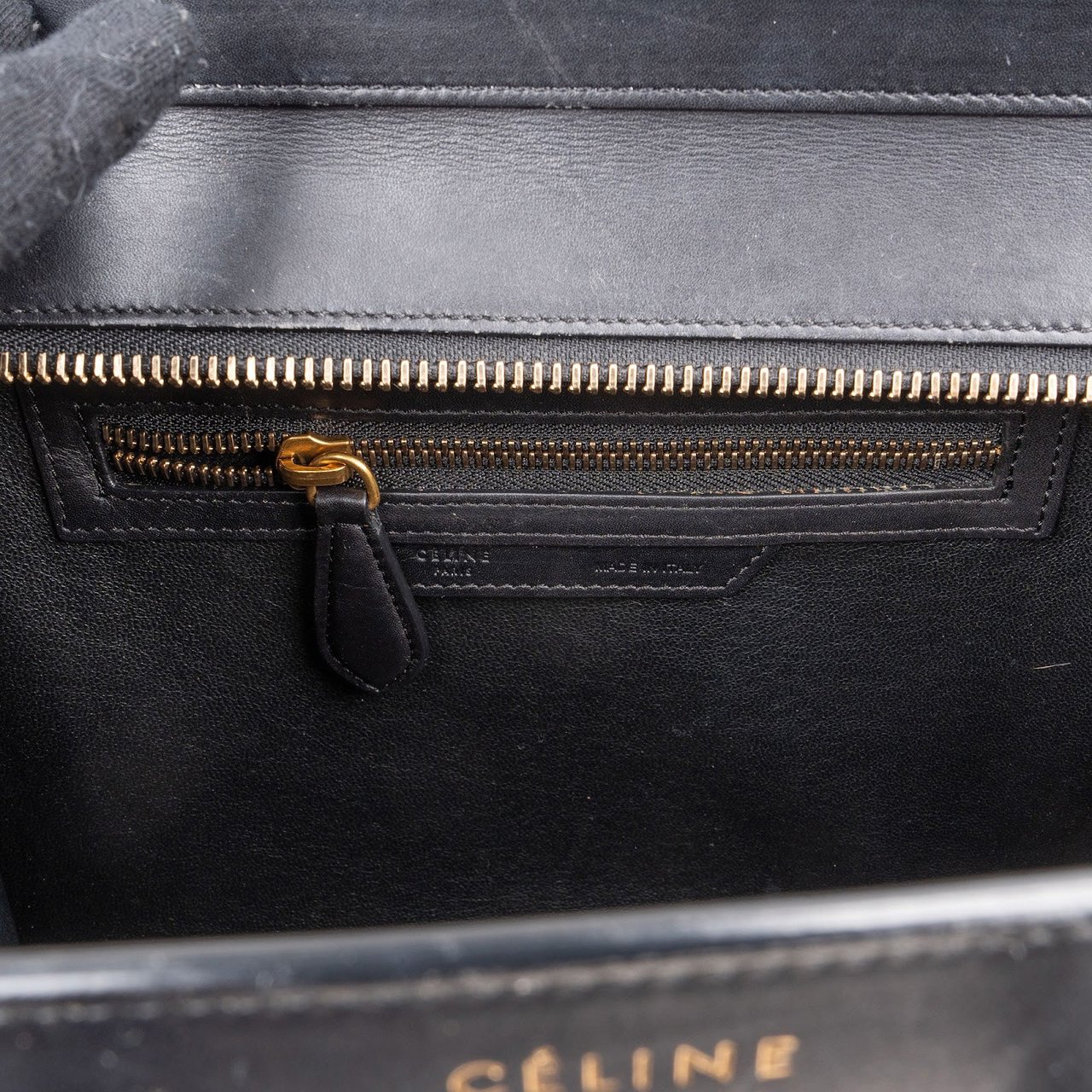 Celine Céline Tricolor Leather Luggage Handbag Zwart