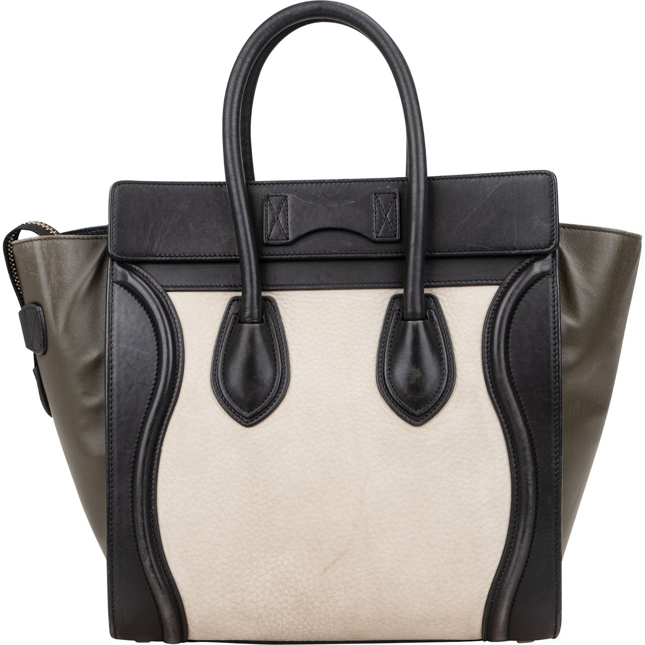 Celine Céline Tricolor Leather Luggage Handbag Zwart