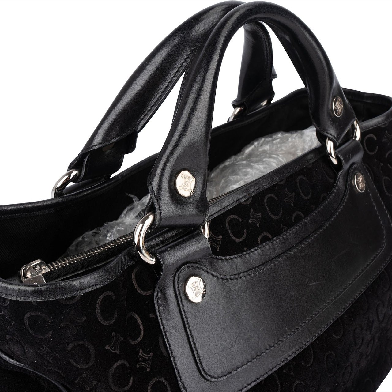 Celine Celine C Macadam Suede Boogie Handbag Zwart