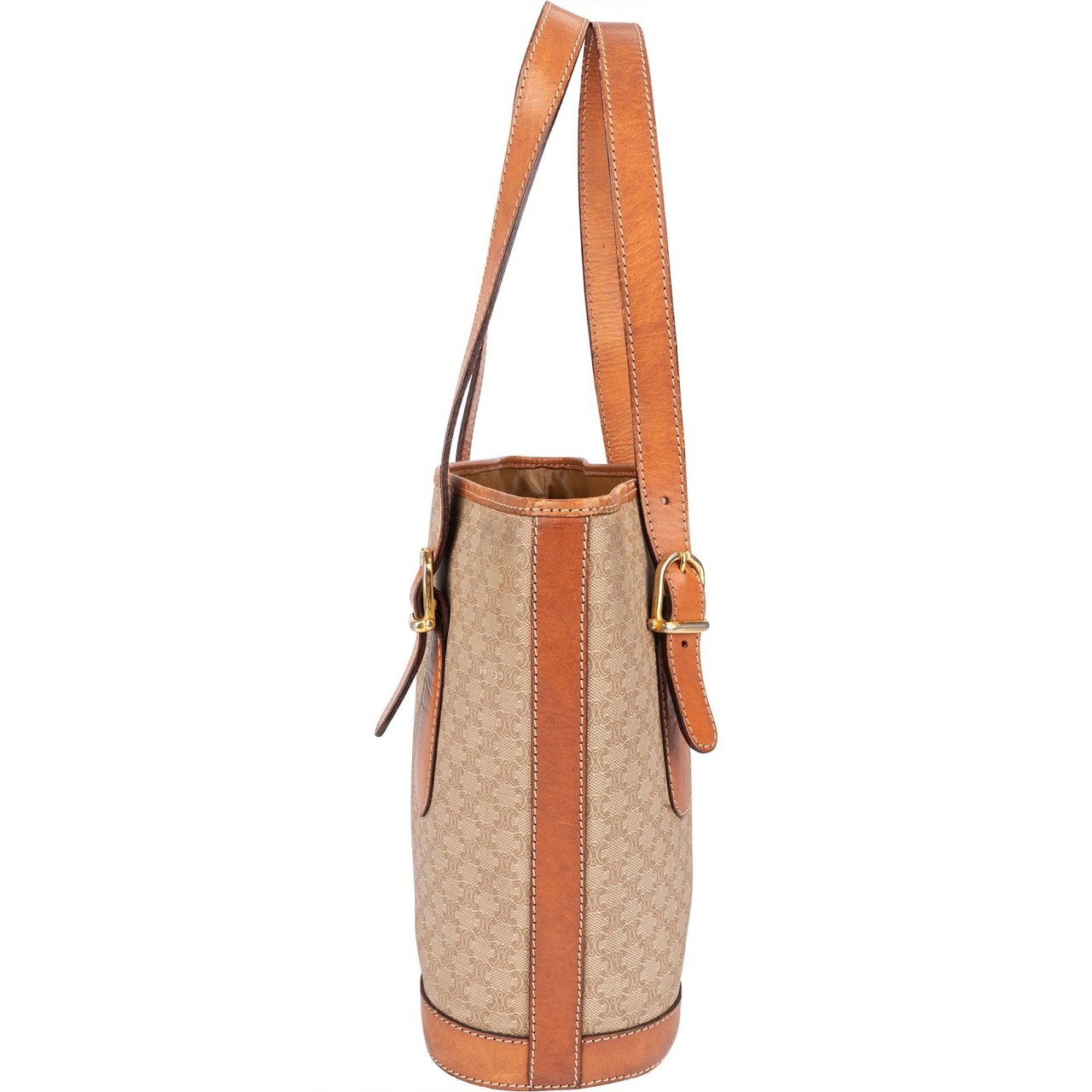 Celine Céline Macadam Monogram Tote Handbag Beige