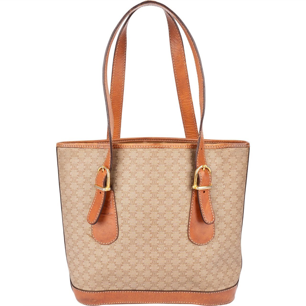 Celine Céline Macadam Monogram Tote Handbag Beige