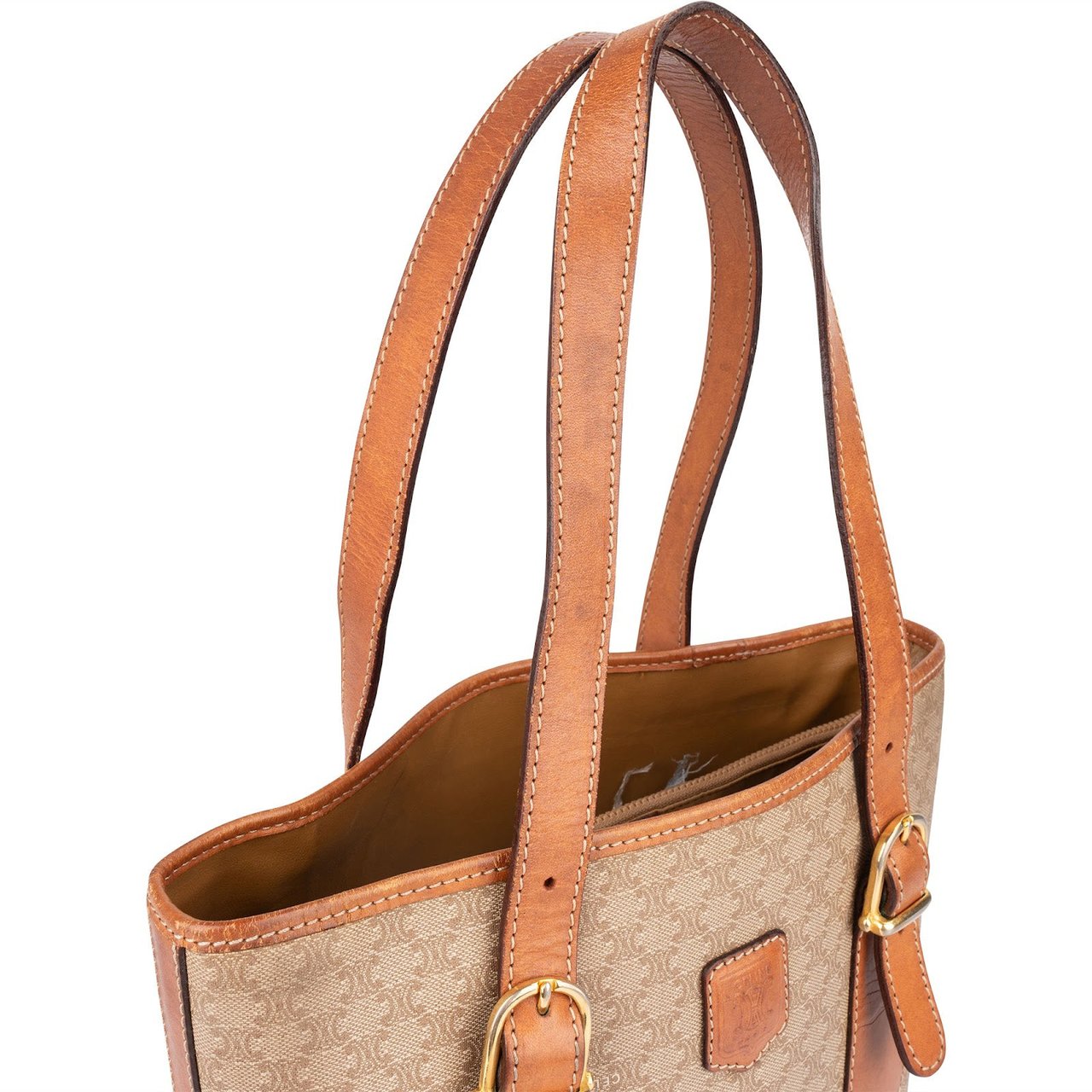 Celine Céline Macadam Monogram Tote Handbag Beige