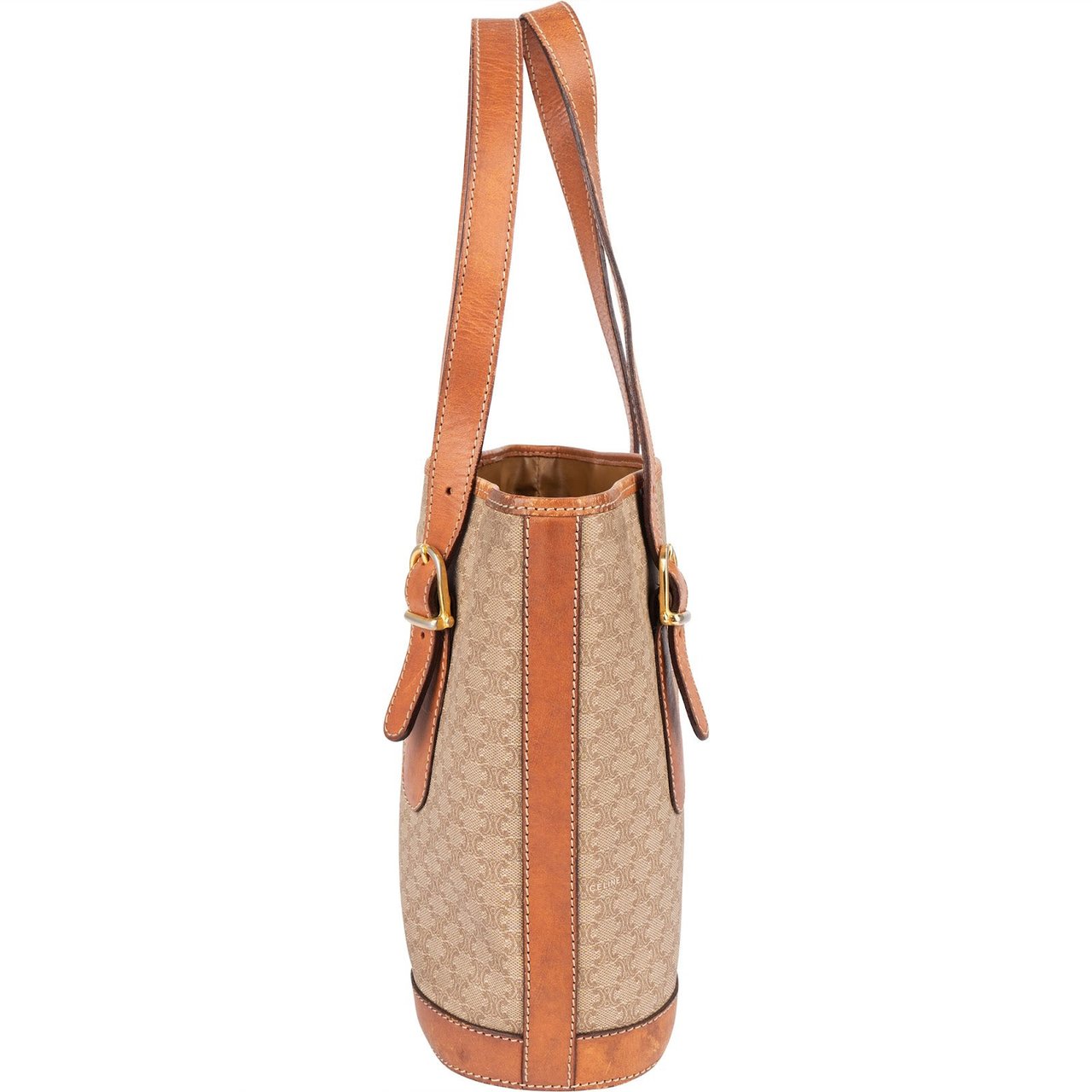 Celine Céline Macadam Monogram Tote Handbag Beige