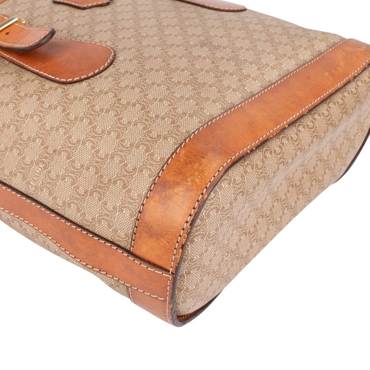 Celine Céline Macadam Monogram Tote Handbag Beige