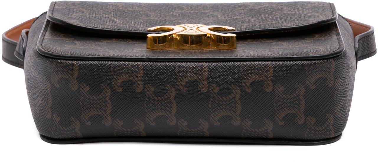 Celine Teen Triomphe Coated Canvas Triomphe Crossbody Bruin