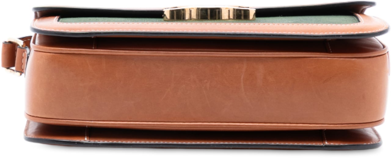 Celine Teen Canvas and Calfskin Triomphe Crossbody Groen