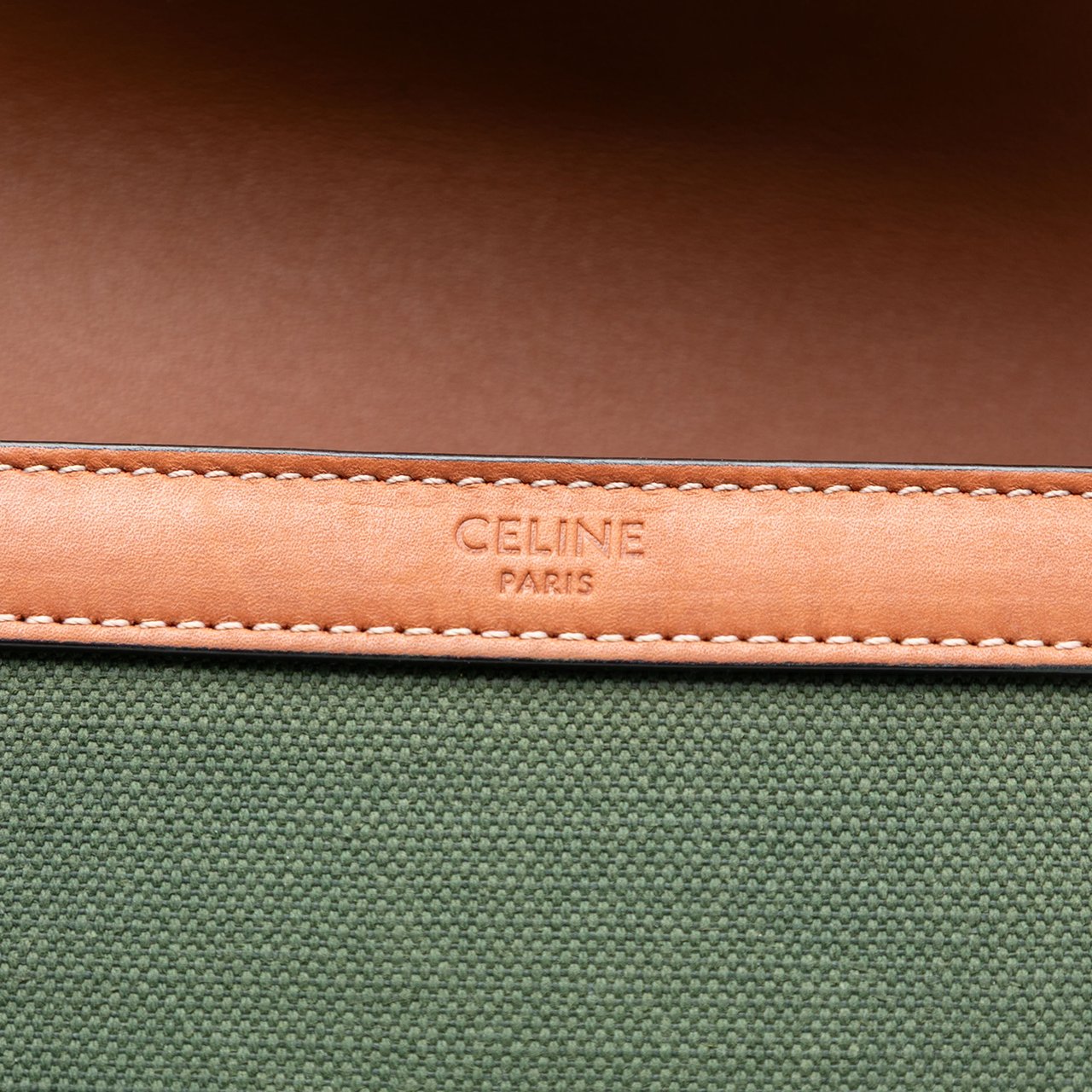 Celine Teen Canvas and Calfskin Triomphe Crossbody Groen