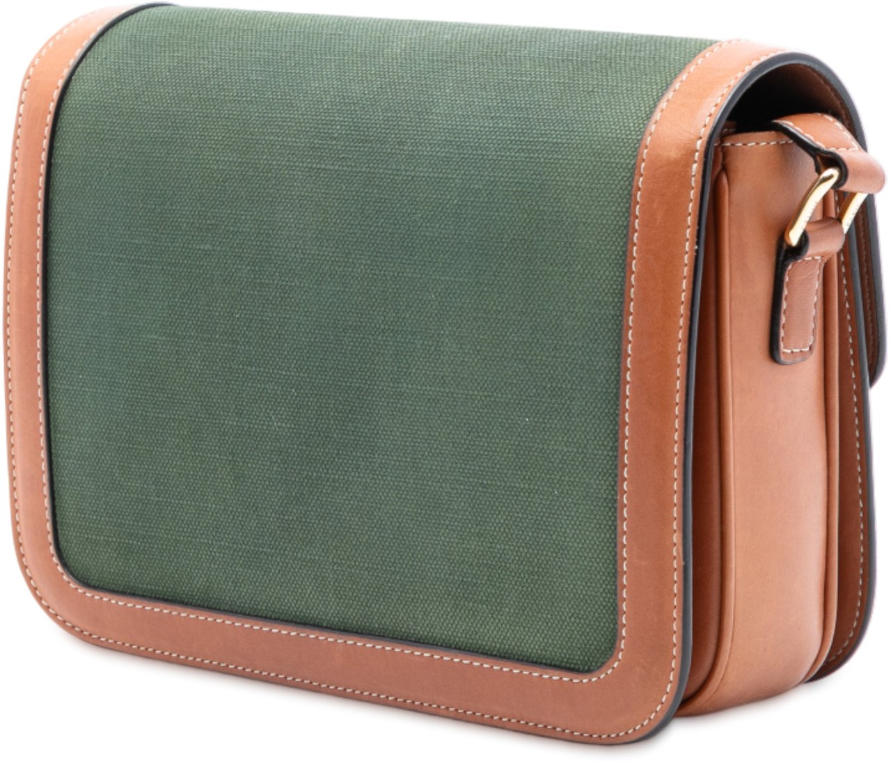 Celine Teen Canvas and Calfskin Triomphe Crossbody Groen