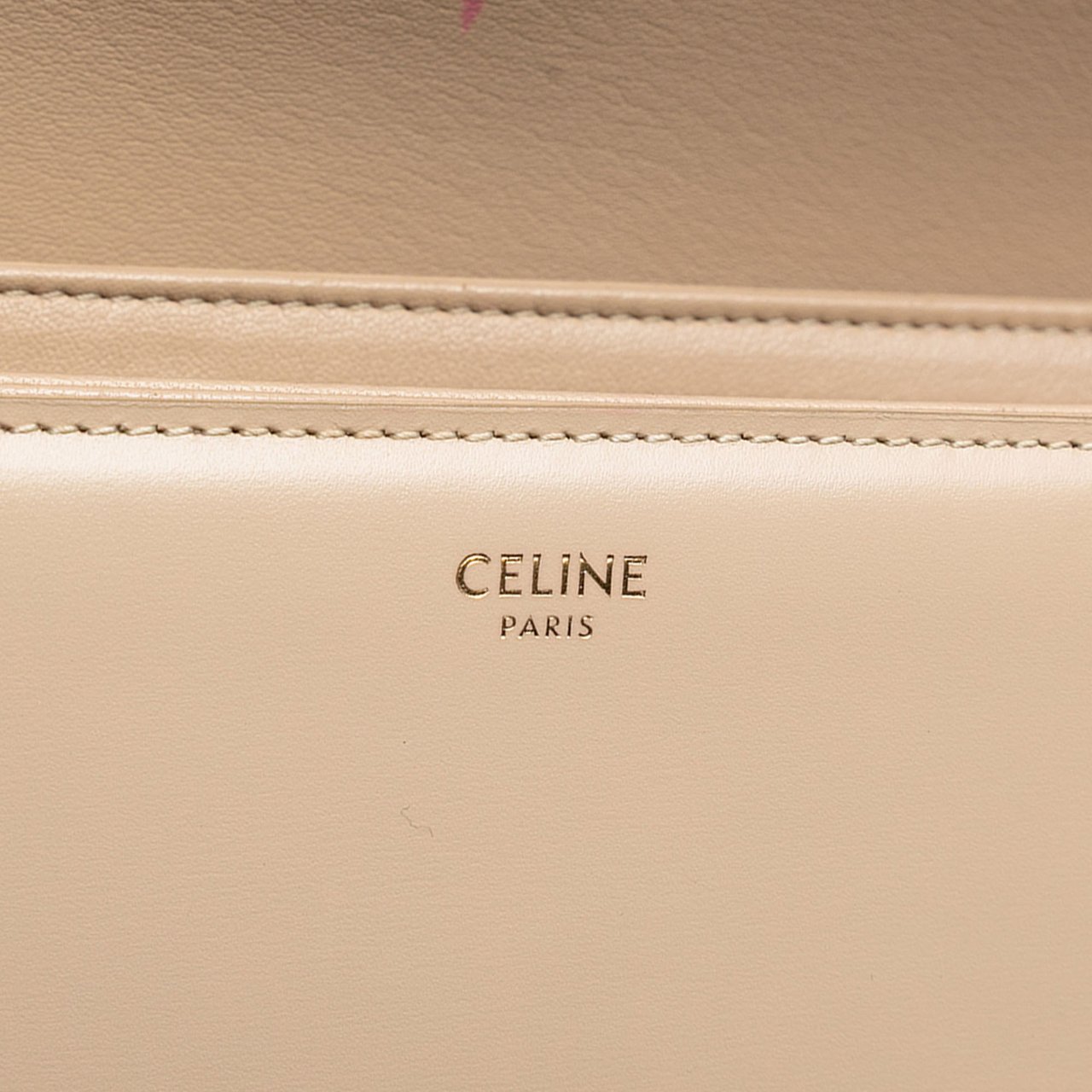 Celine Classique Shiny Calfskin Triomphe Crossbody Bruin