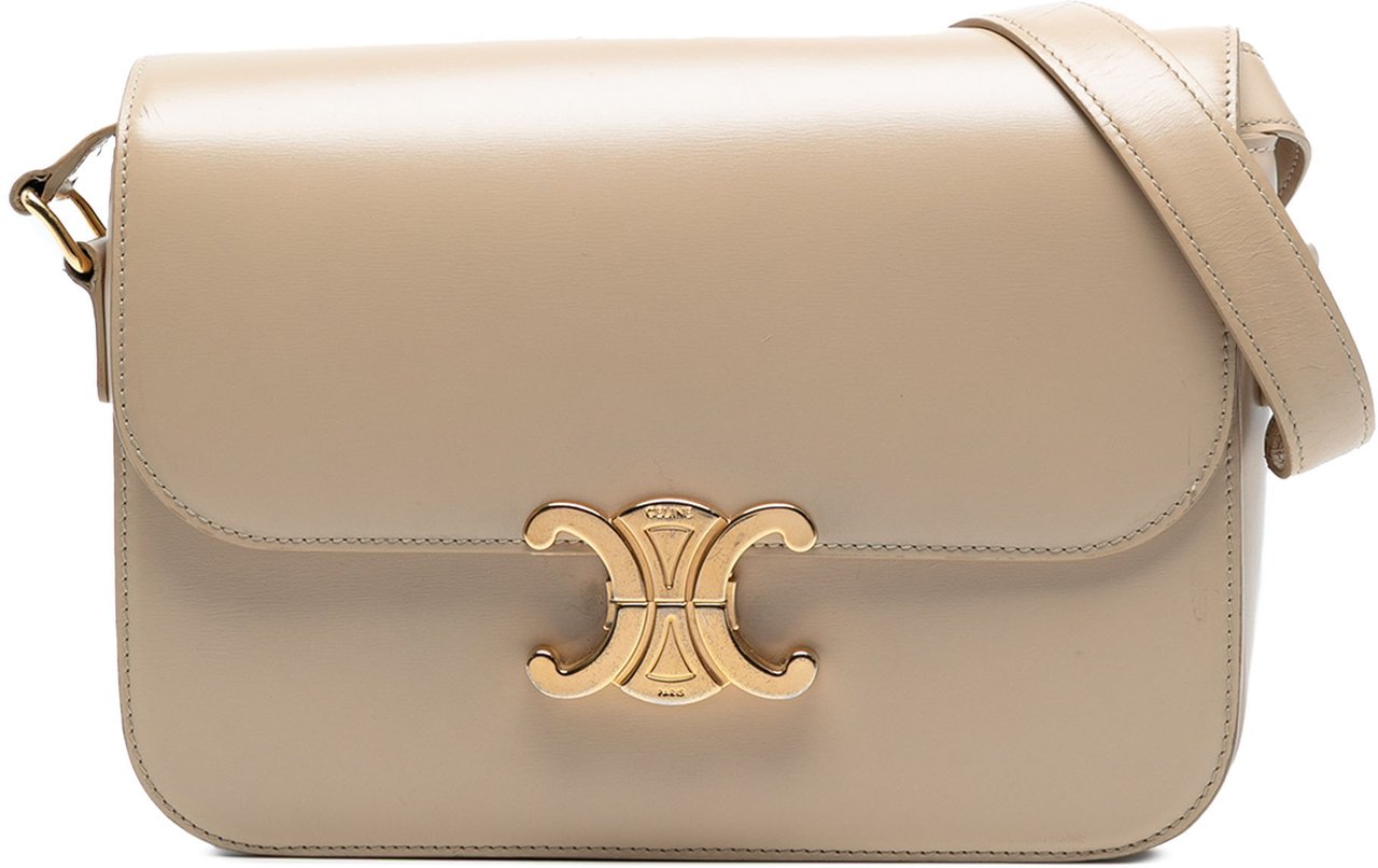 Celine Classique Shiny Calfskin Triomphe Crossbody Bruin