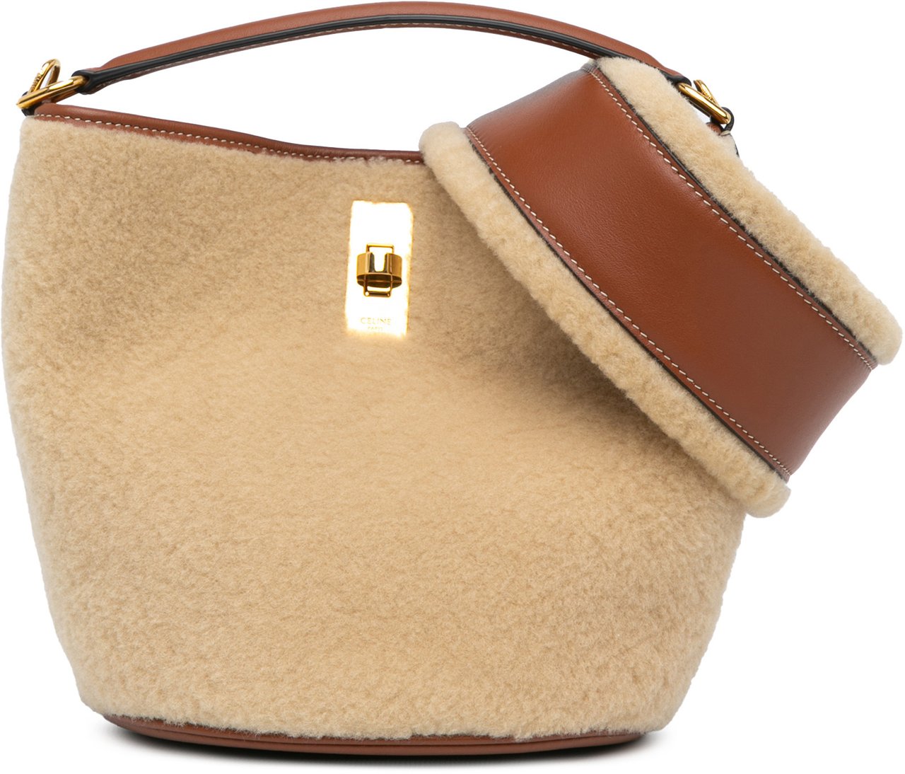 Celine Shearling Bucket 16 Bruin